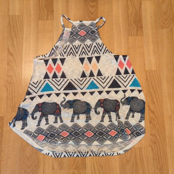Gaze USA Tank Top Womens Boho Elephant Geometric Festival Summer - Picture 3 of 5